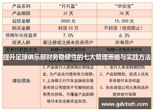 提升足球俱乐部财务稳健性的七大管理策略与实践方法